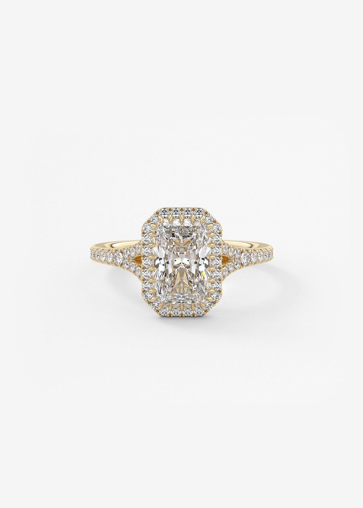 Radiant Halo & Pave , Split Shank Lab Grown Diamond Engagement Ring