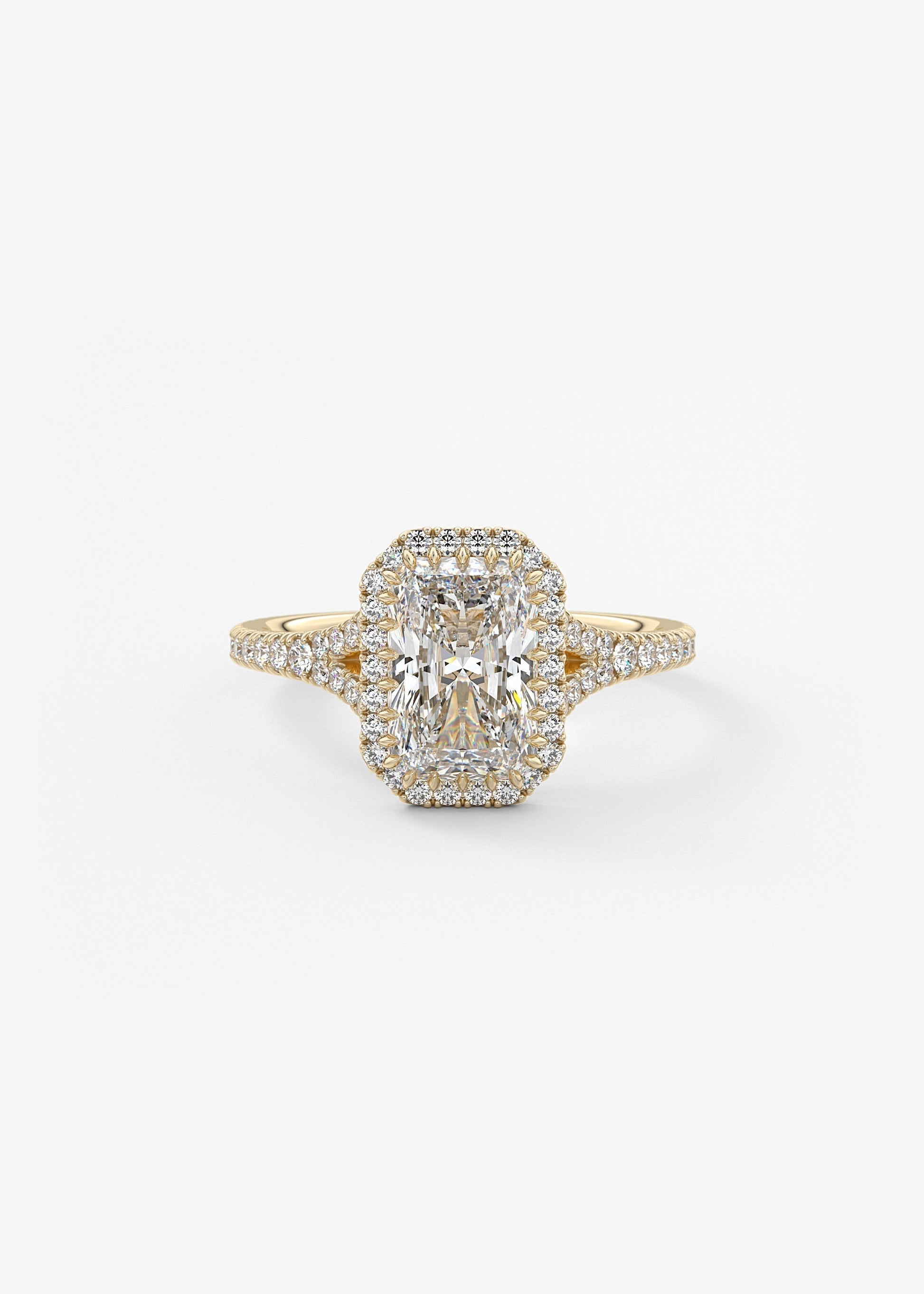 Radiant Halo & Pave , Split Shank Lab Grown Diamond Engagement Ring