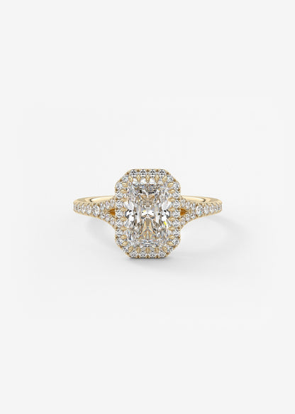 Radiant Halo & Pave , Split Shank Lab Grown Diamond Engagement Ring