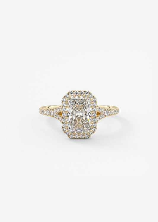 Radiant Halo & Pave , Split Shank Lab Grown Diamond Engagement Ring