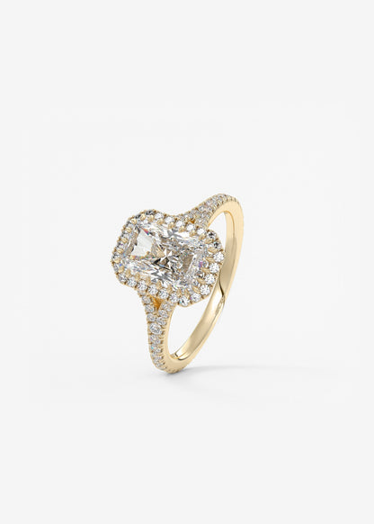 Radiant Halo & Pave , Split Shank Lab Grown Diamond Engagement Ring