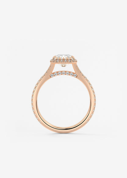Radiant Halo & Pave , Split Shank Lab Grown Diamond Engagement Ring