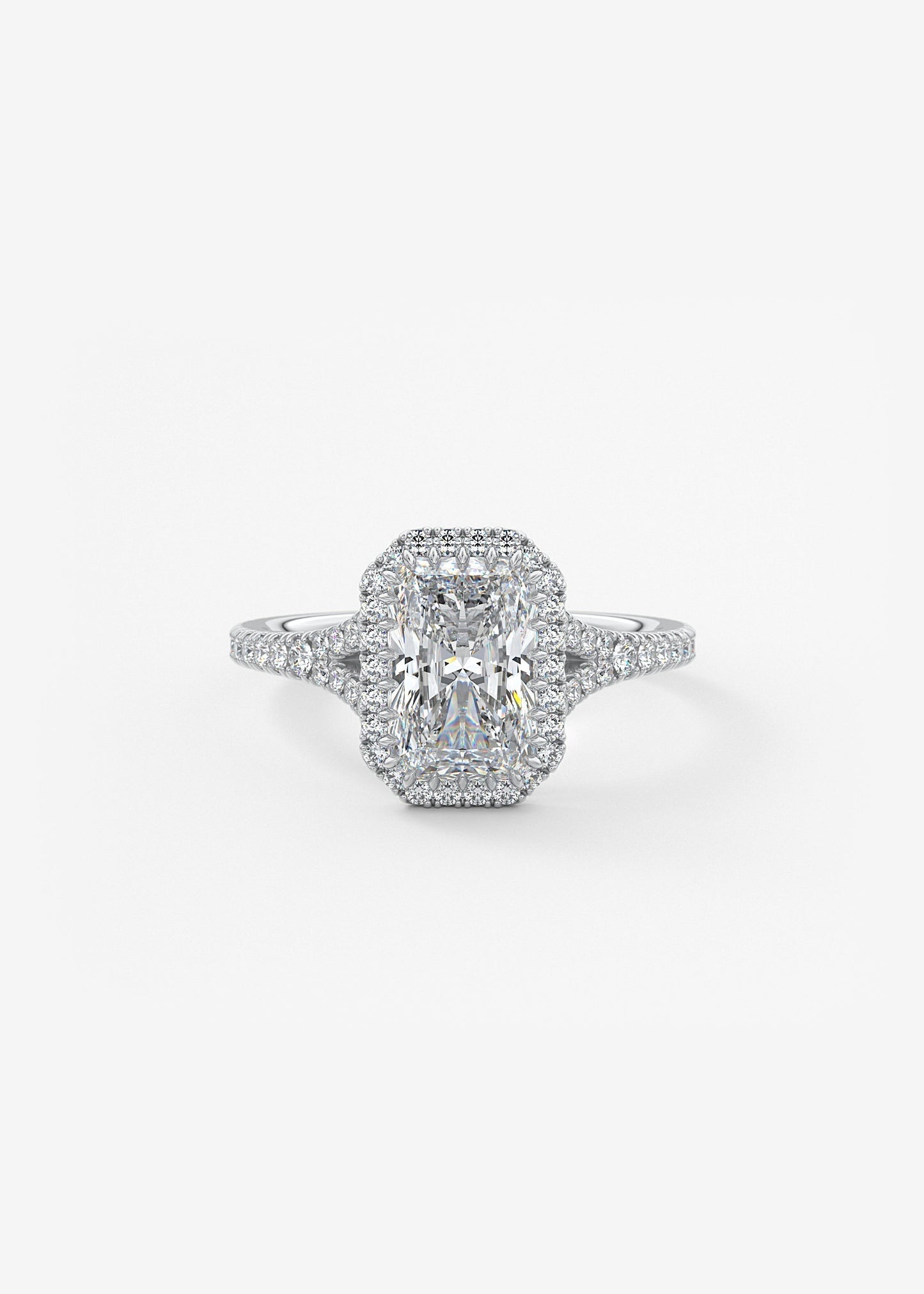 Radiant Halo & Pave , Split Shank Lab Grown Diamond Engagement Ring