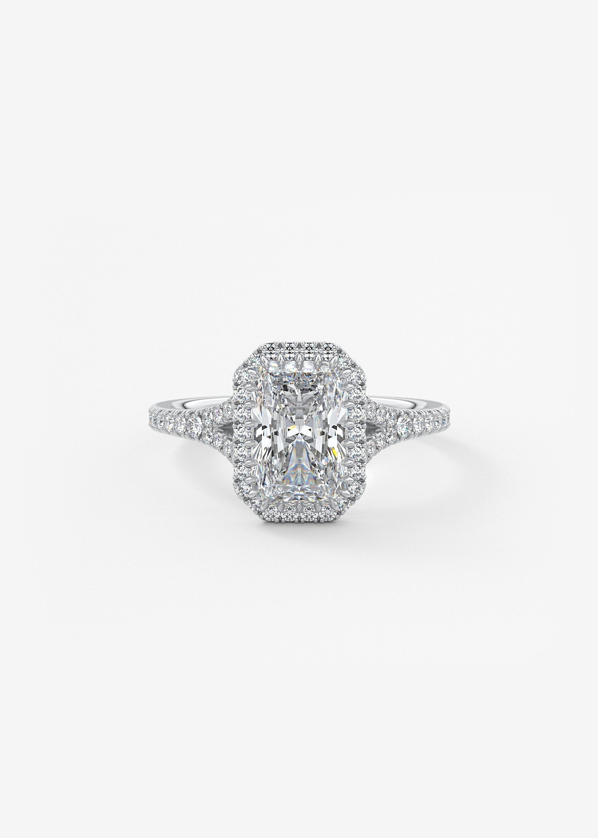 Radiant Halo & Pave , Split Shank Lab Grown Diamond Engagement Ring