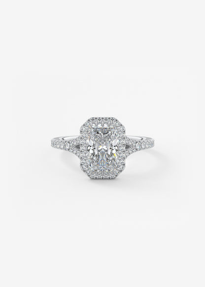 Radiant Halo & Pave , Split Shank Lab Grown Diamond Engagement Ring