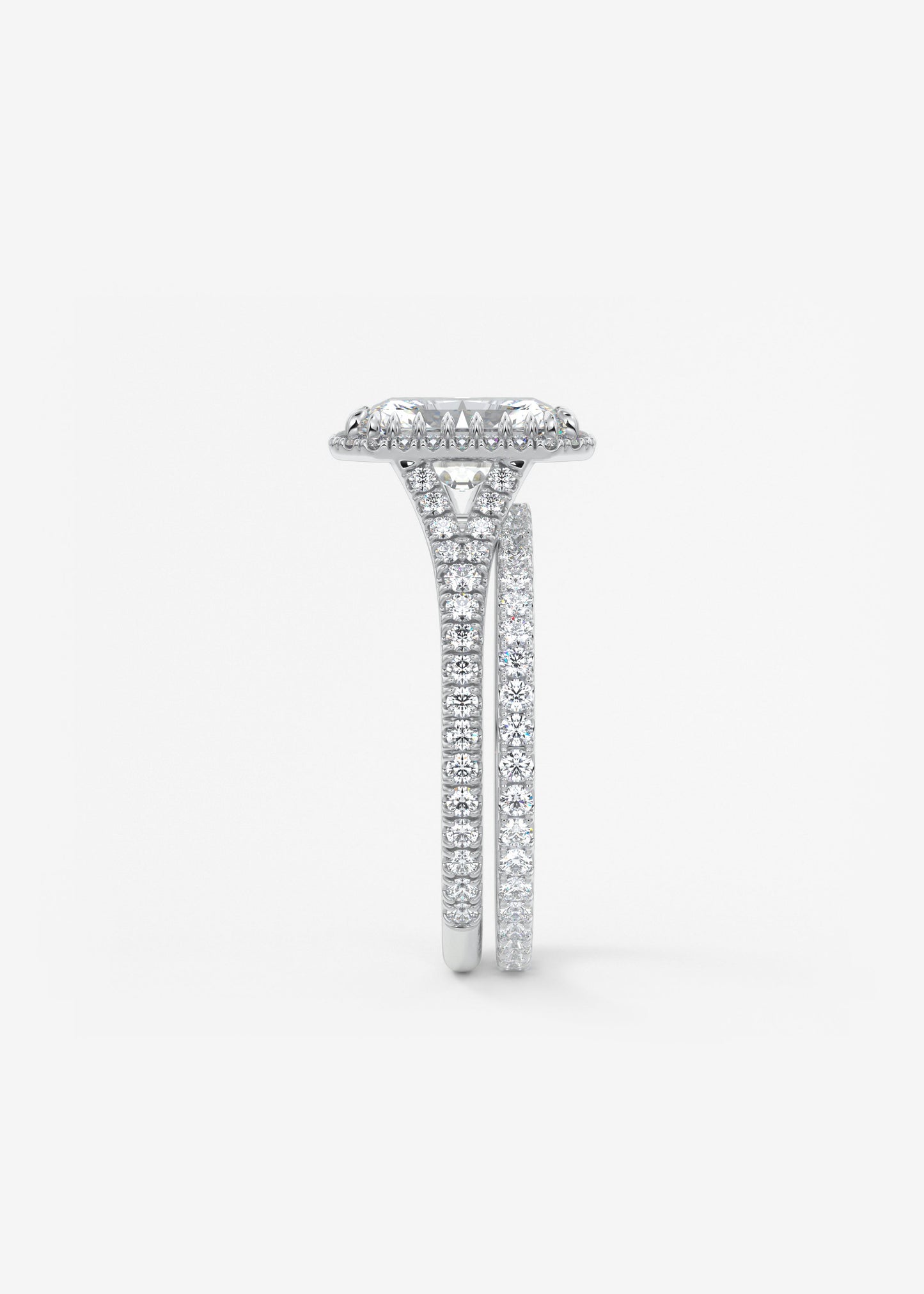 Radiant Halo & Pave , Split Shank Lab Grown Diamond Engagement Ring