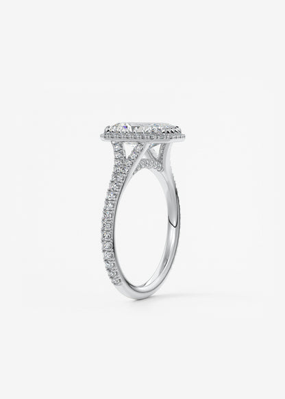 Radiant Halo & Pave , Split Shank Lab Grown Diamond Engagement Ring