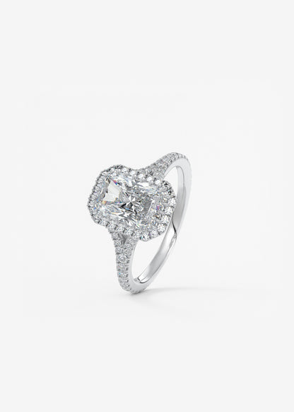 Radiant Halo & Pave , Split Shank Lab Grown Diamond Engagement Ring