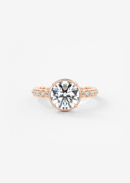 Round Bezel Lab Grown Diamond Engagement Ring