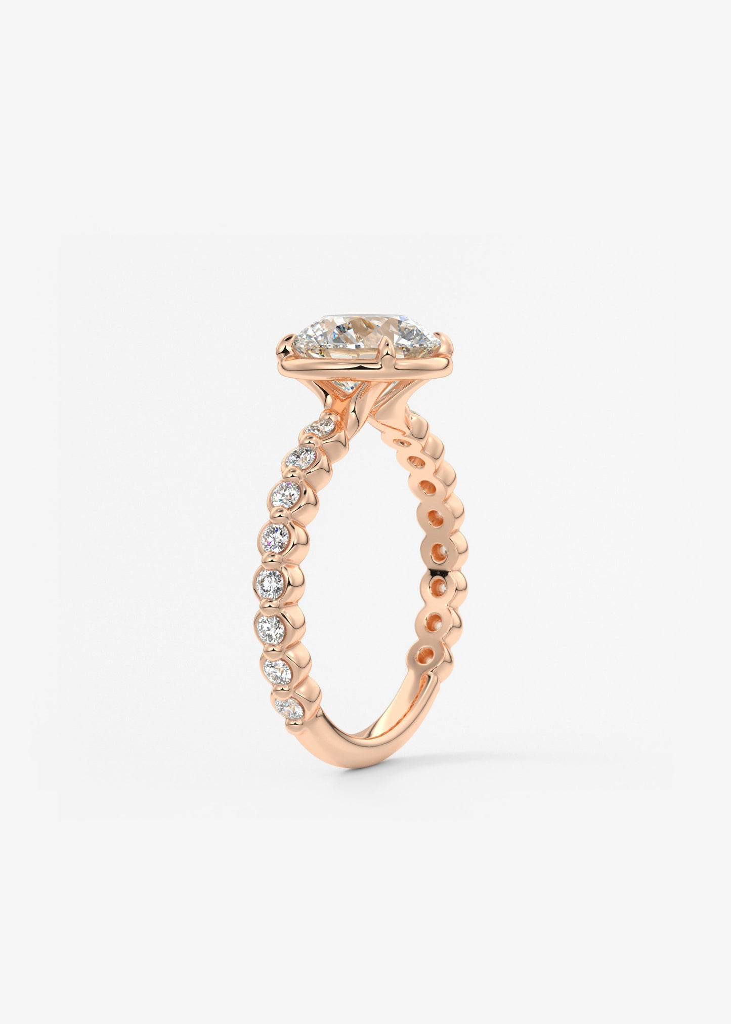 Round Bezel Lab Grown Diamond Engagement Ring