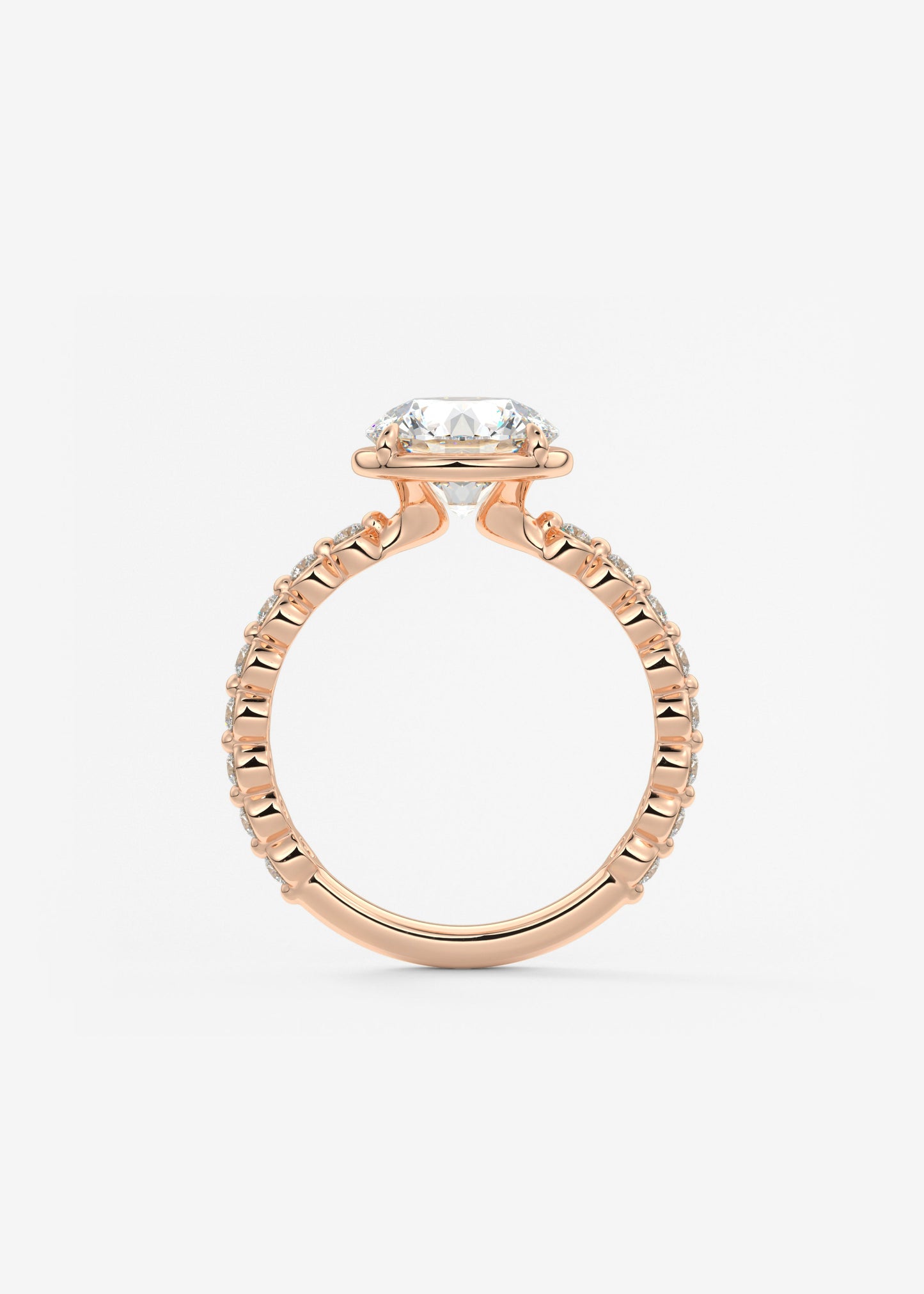 Round Bezel Lab Grown Diamond Engagement Ring