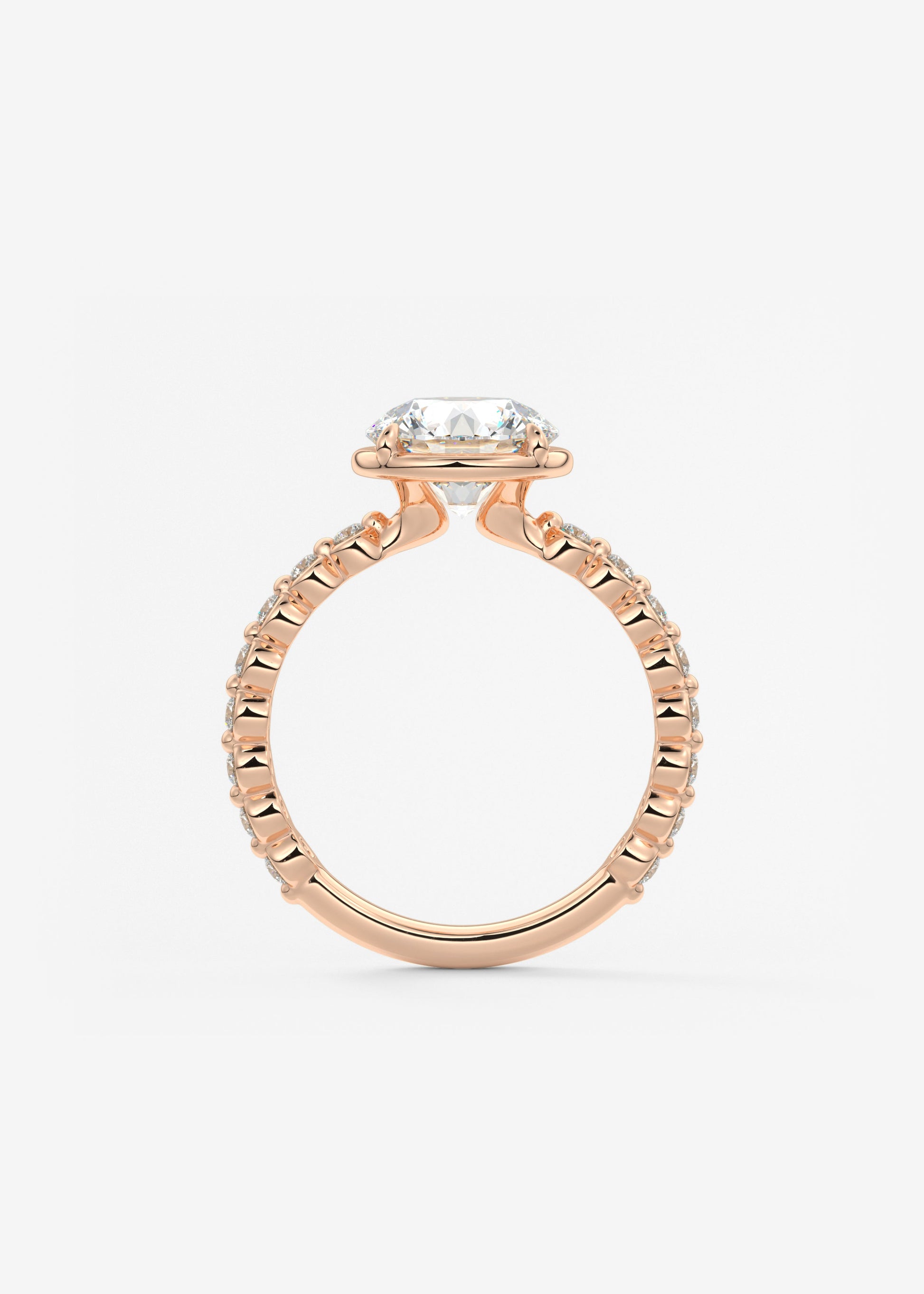 Round Bezel Lab Grown Diamond Engagement Ring