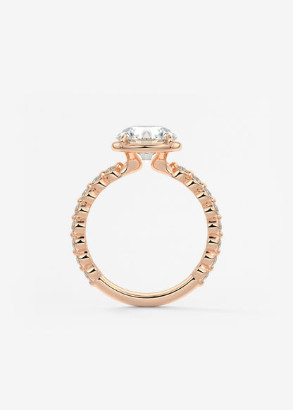 Round Bezel Lab Grown Diamond Engagement Ring