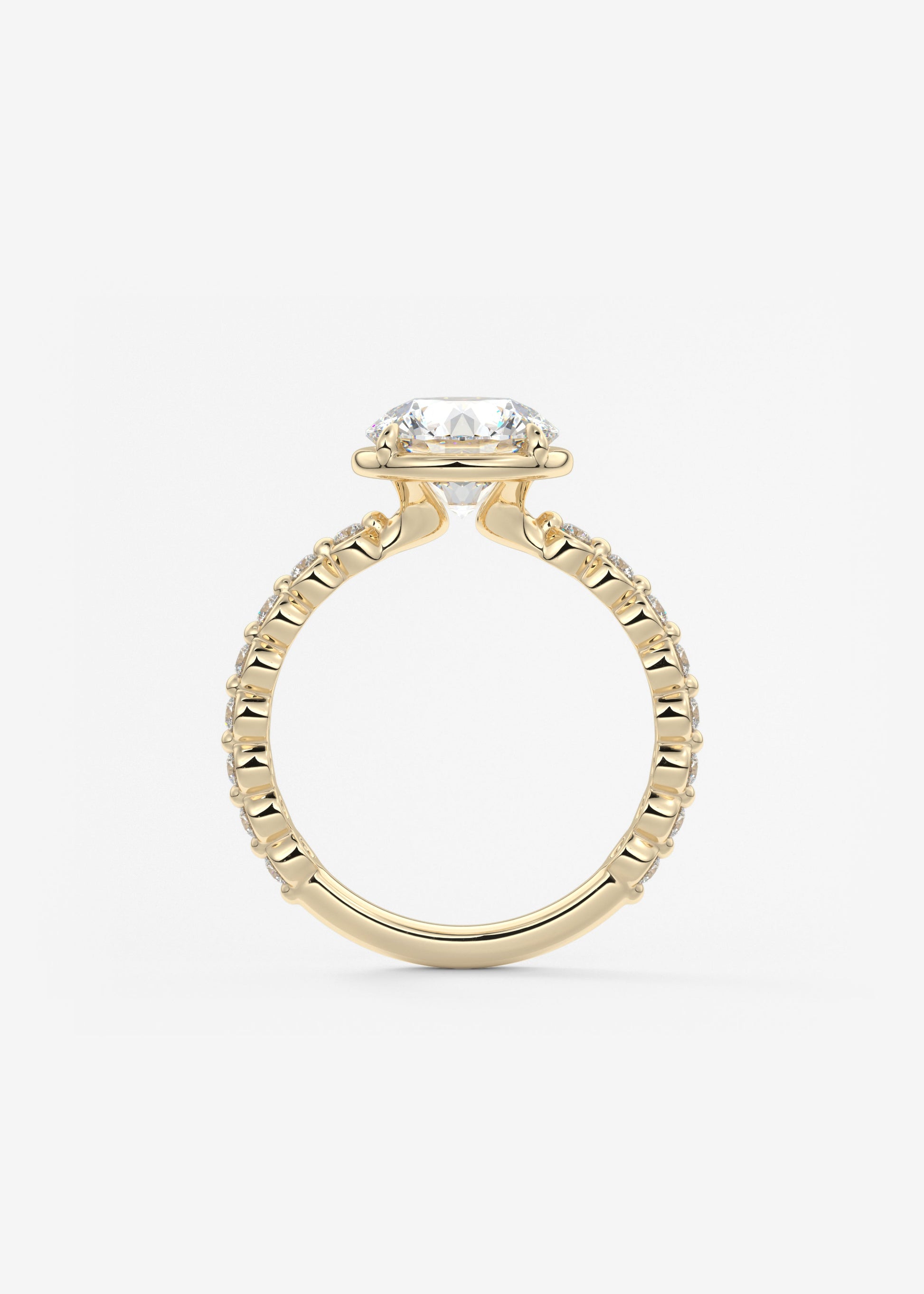 Round Bezel Lab Grown Diamond Engagement Ring