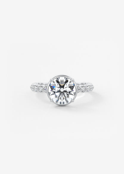 Round Bezel Lab Grown Diamond Engagement Ring