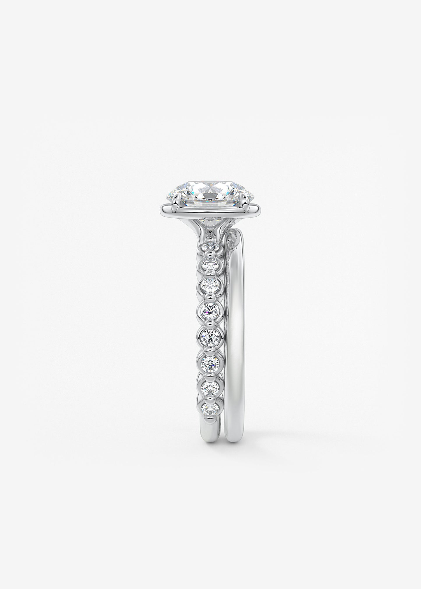 Round Bezel Lab Grown Diamond Engagement Ring