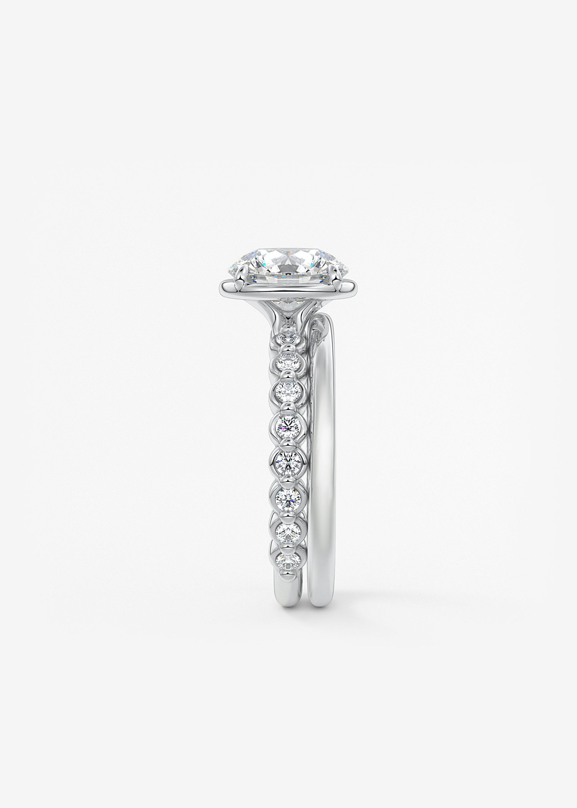 Round Bezel Lab Grown Diamond Engagement Ring