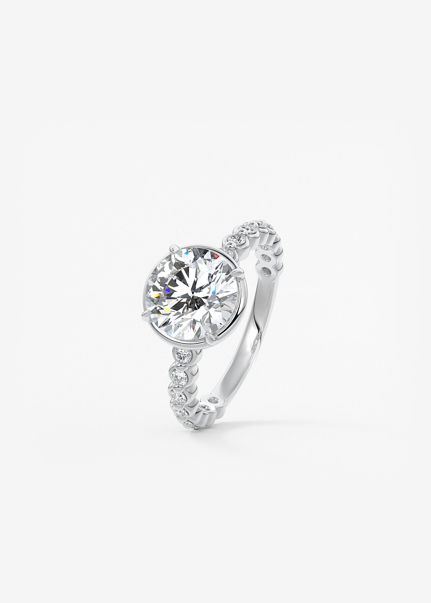 Round Bezel Lab Grown Diamond Engagement Ring