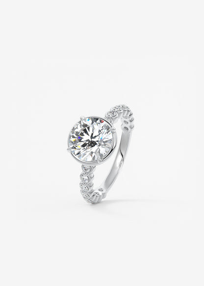 Round Bezel Lab Grown Diamond Engagement Ring