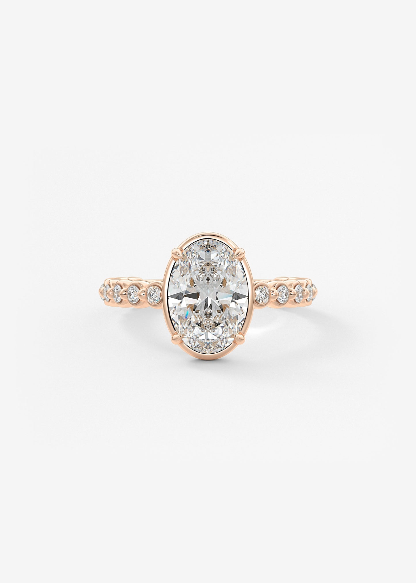 Oval Bezel Lab Grown Diamond Engagement Ring