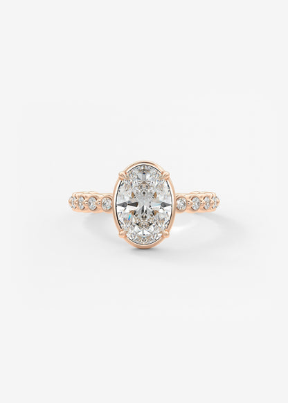 Oval Bezel Lab Grown Diamond Engagement Ring