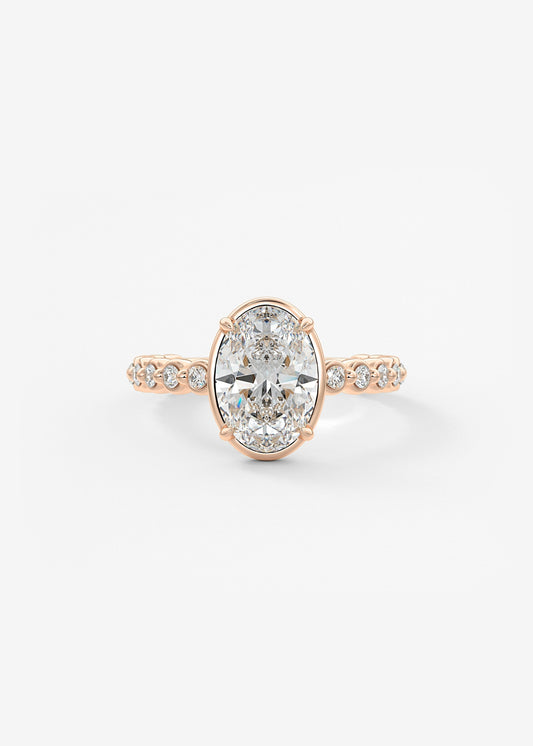 Oval Bezel Lab Grown Diamond Engagement Ring