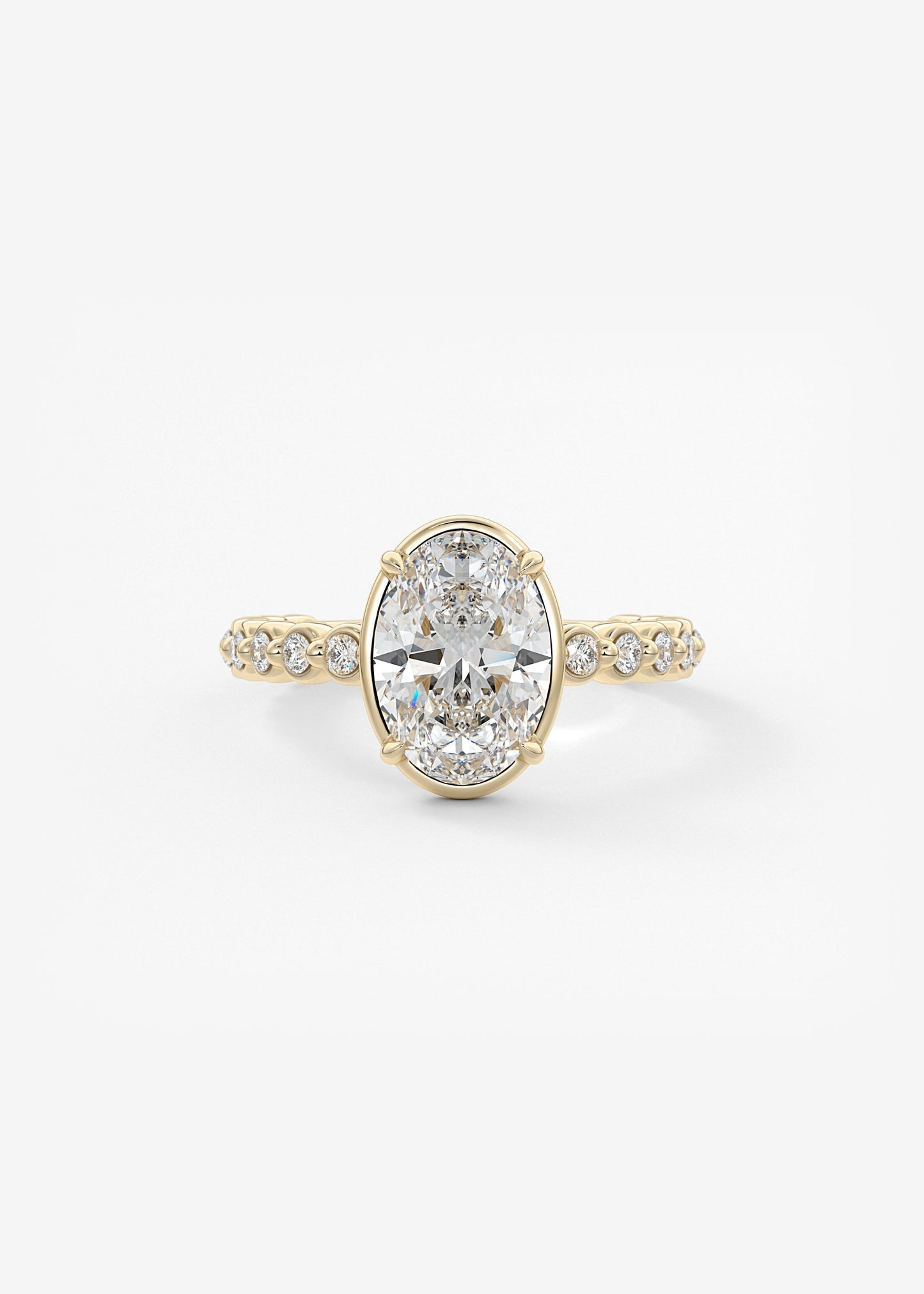 Oval Bezel Lab Grown Diamond Engagement Ring