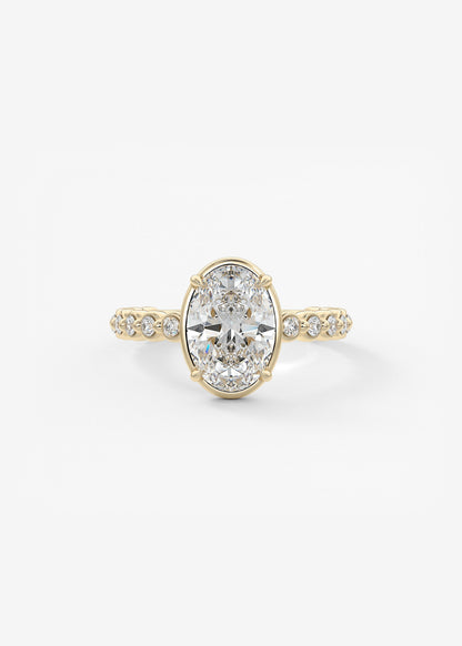 Oval Bezel Lab Grown Diamond Engagement Ring