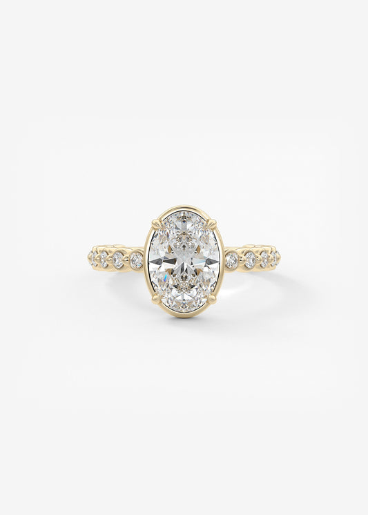Oval Bezel Lab Grown Diamond Engagement Ring