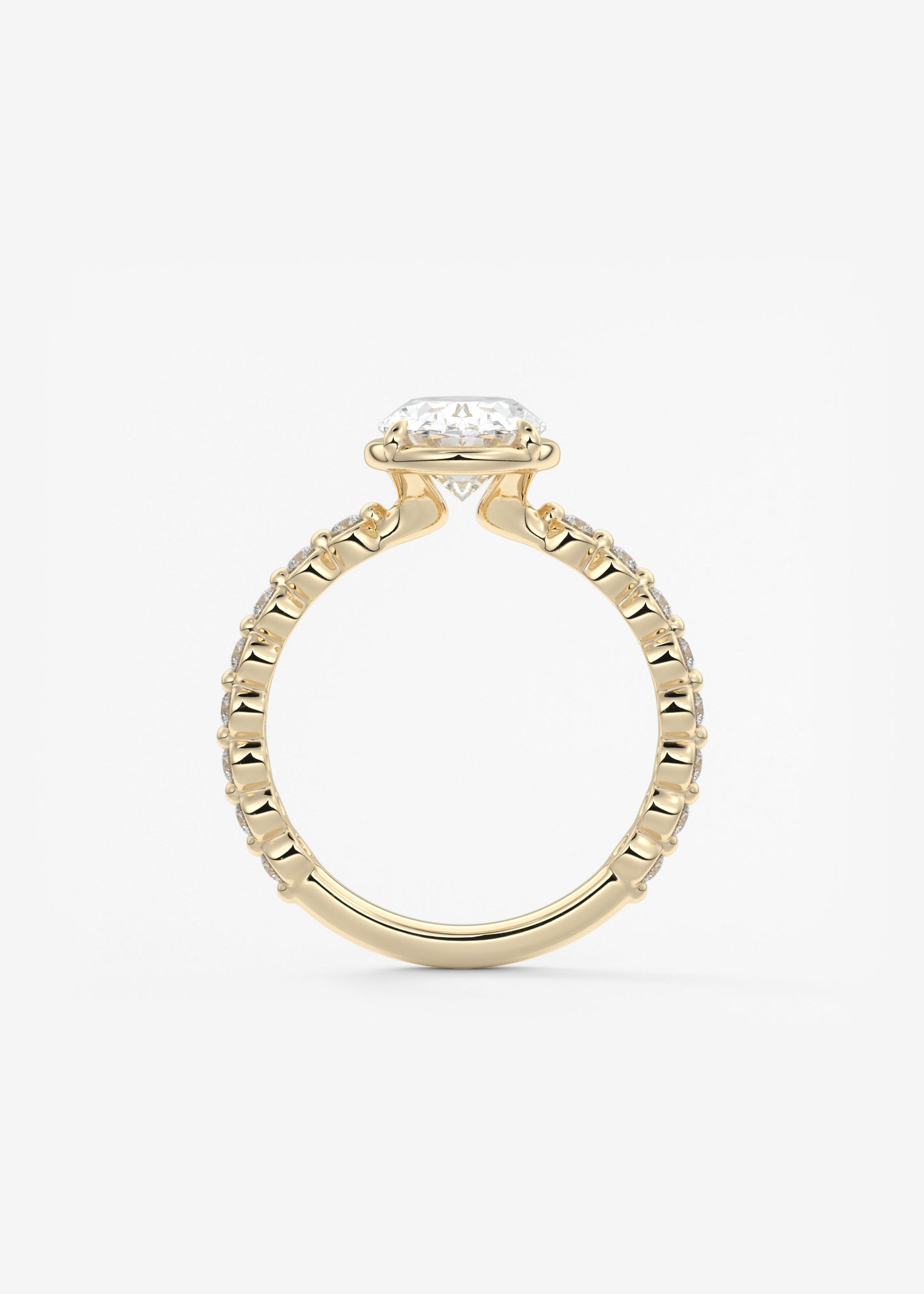 Oval Bezel Lab Grown Diamond Engagement Ring