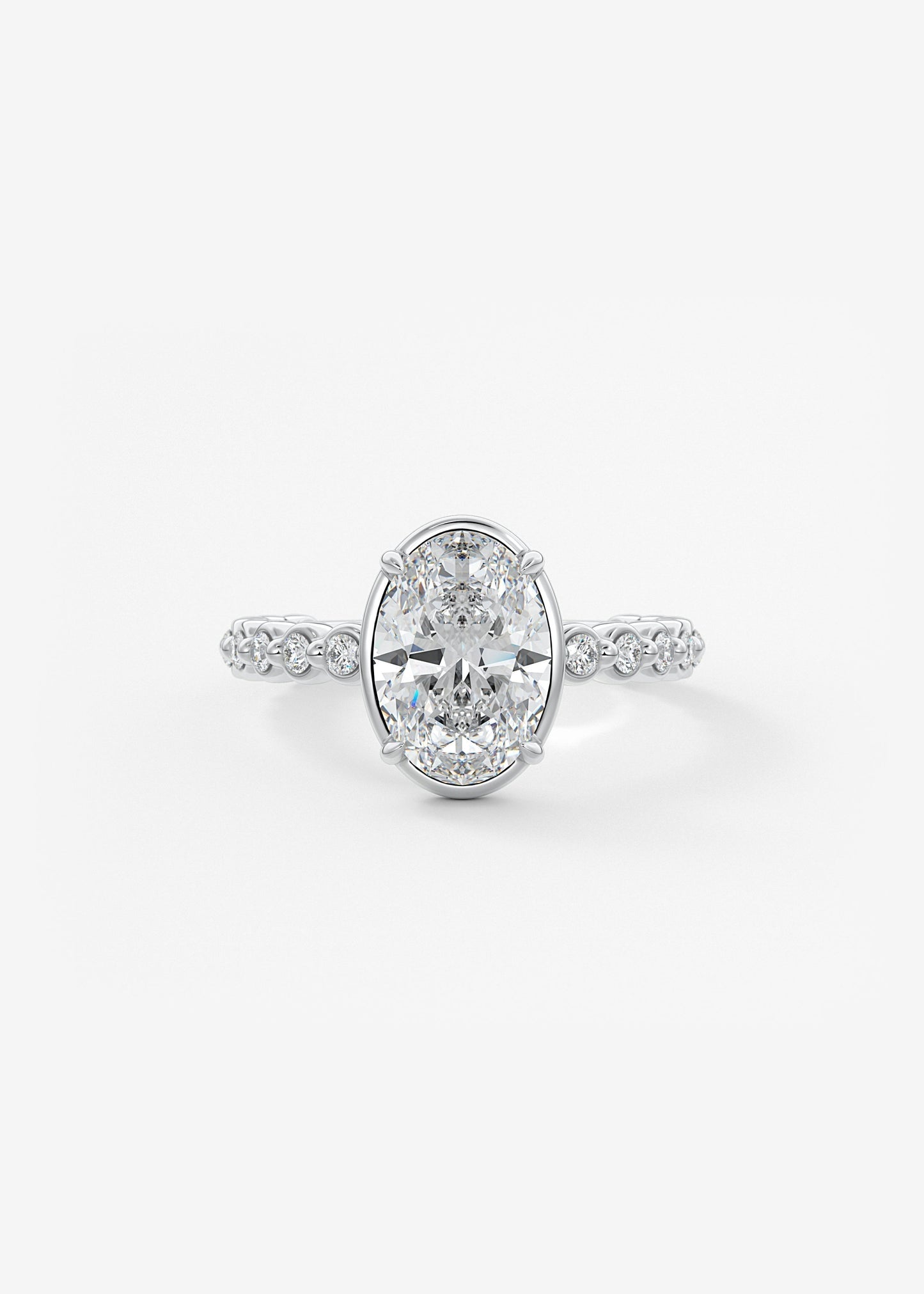 Oval Bezel Lab Grown Diamond Engagement Ring