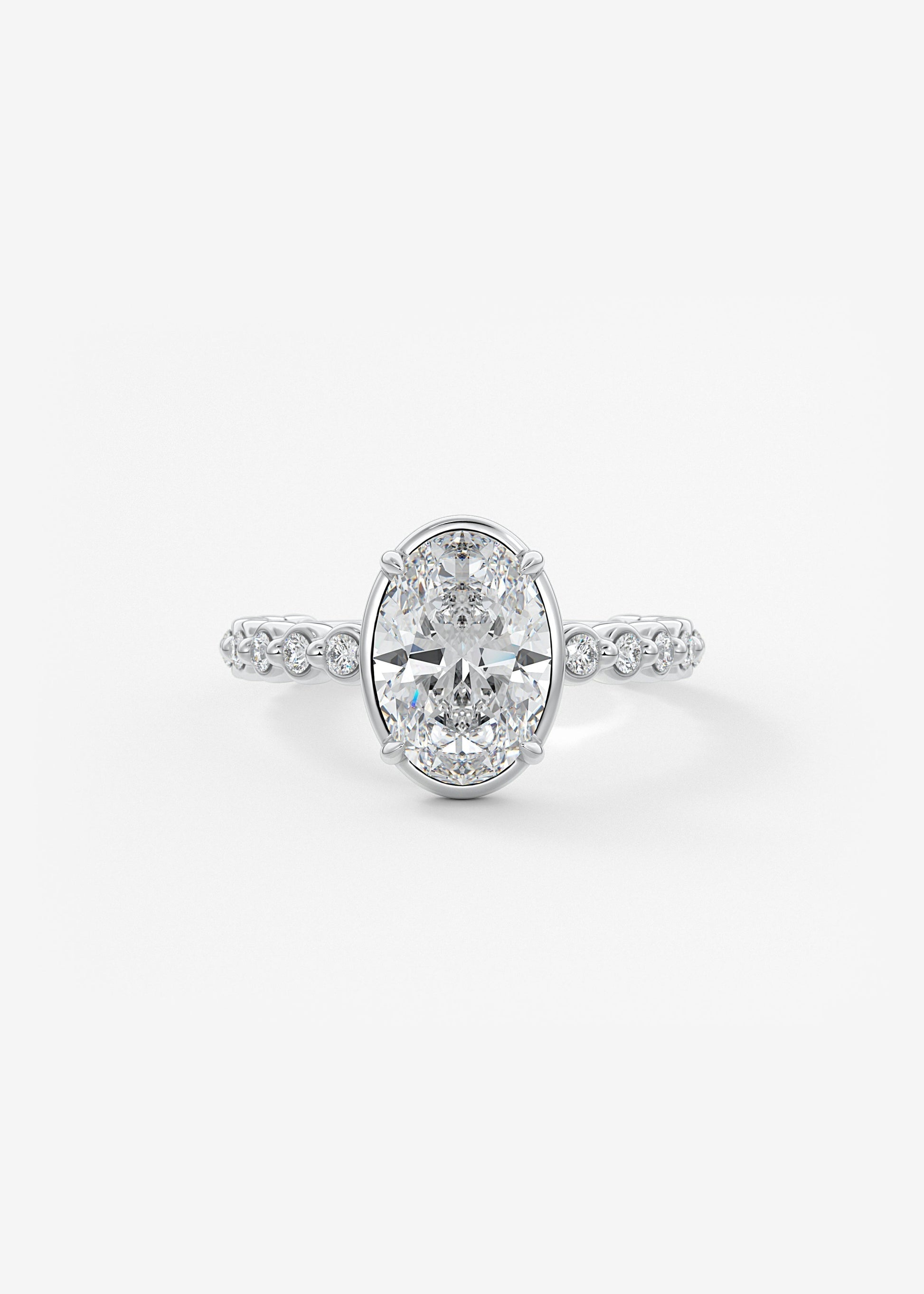Oval Bezel Lab Grown Diamond Engagement Ring