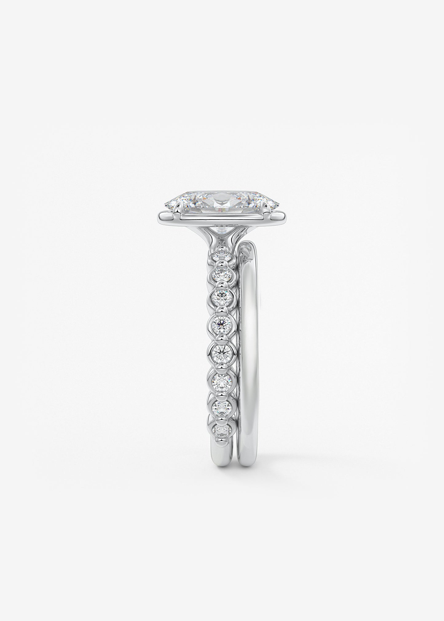 Oval Bezel Lab Grown Diamond Engagement Ring