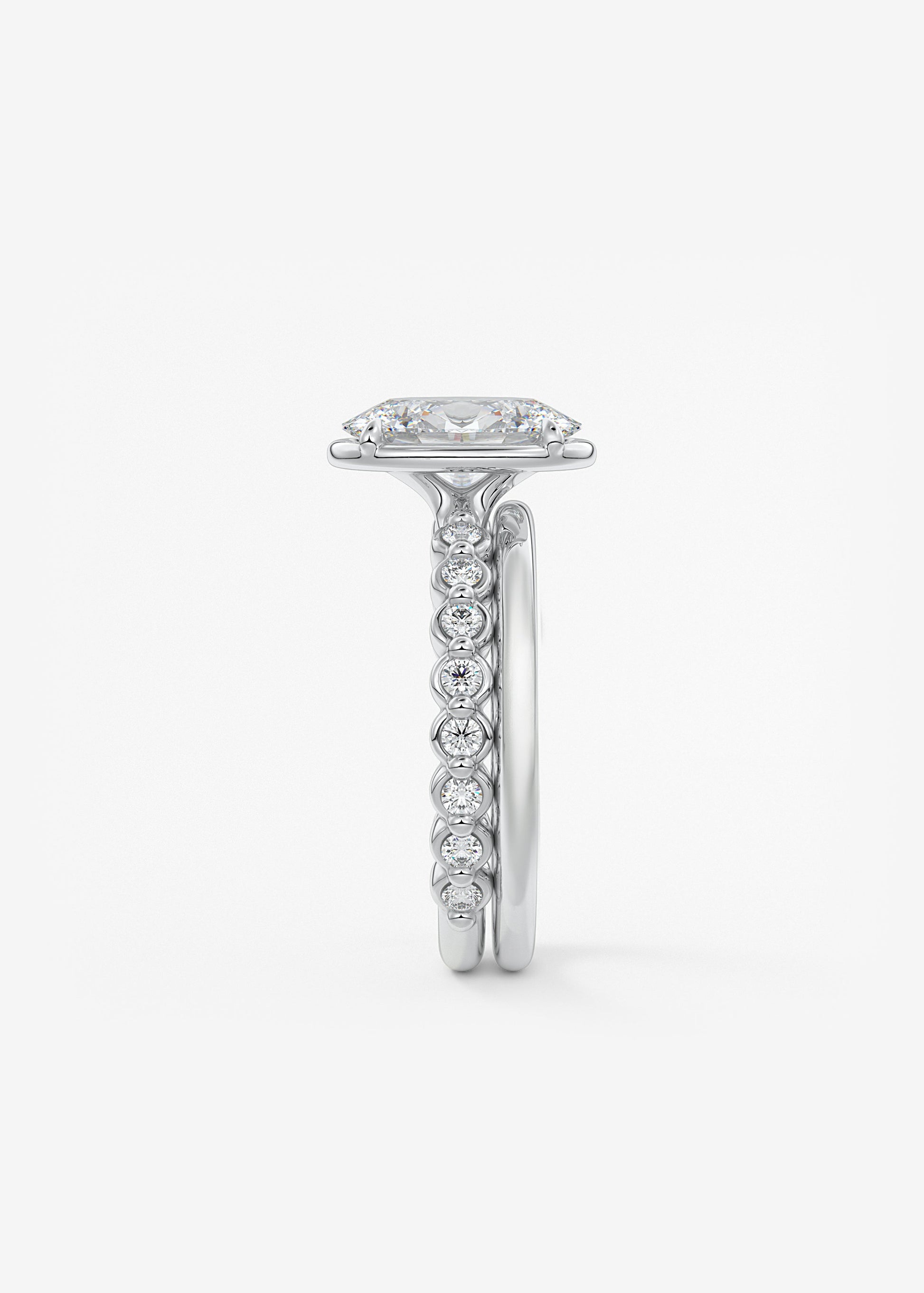 Oval Bezel Lab Grown Diamond Engagement Ring