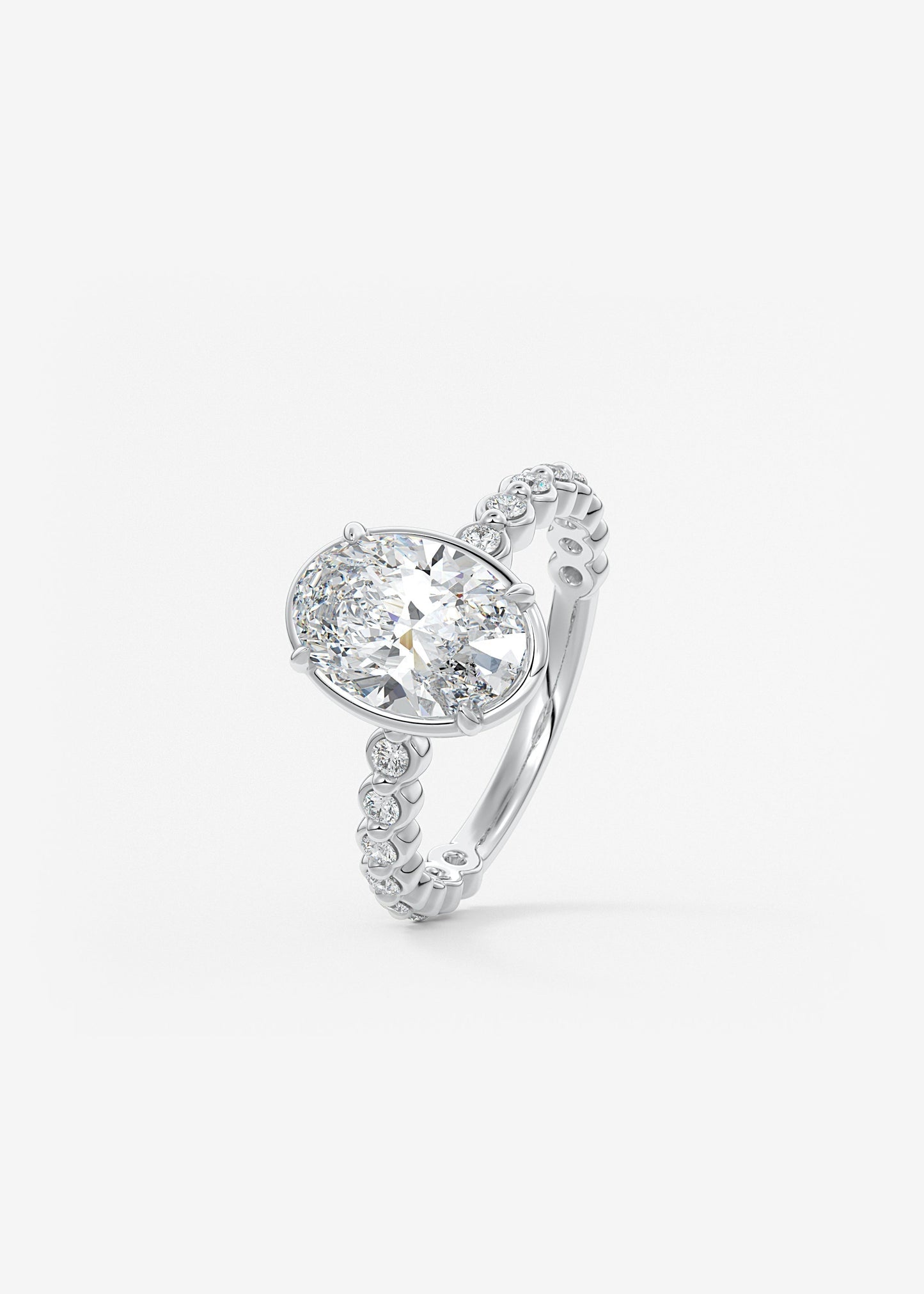 Oval Bezel Lab Grown Diamond Engagement Ring