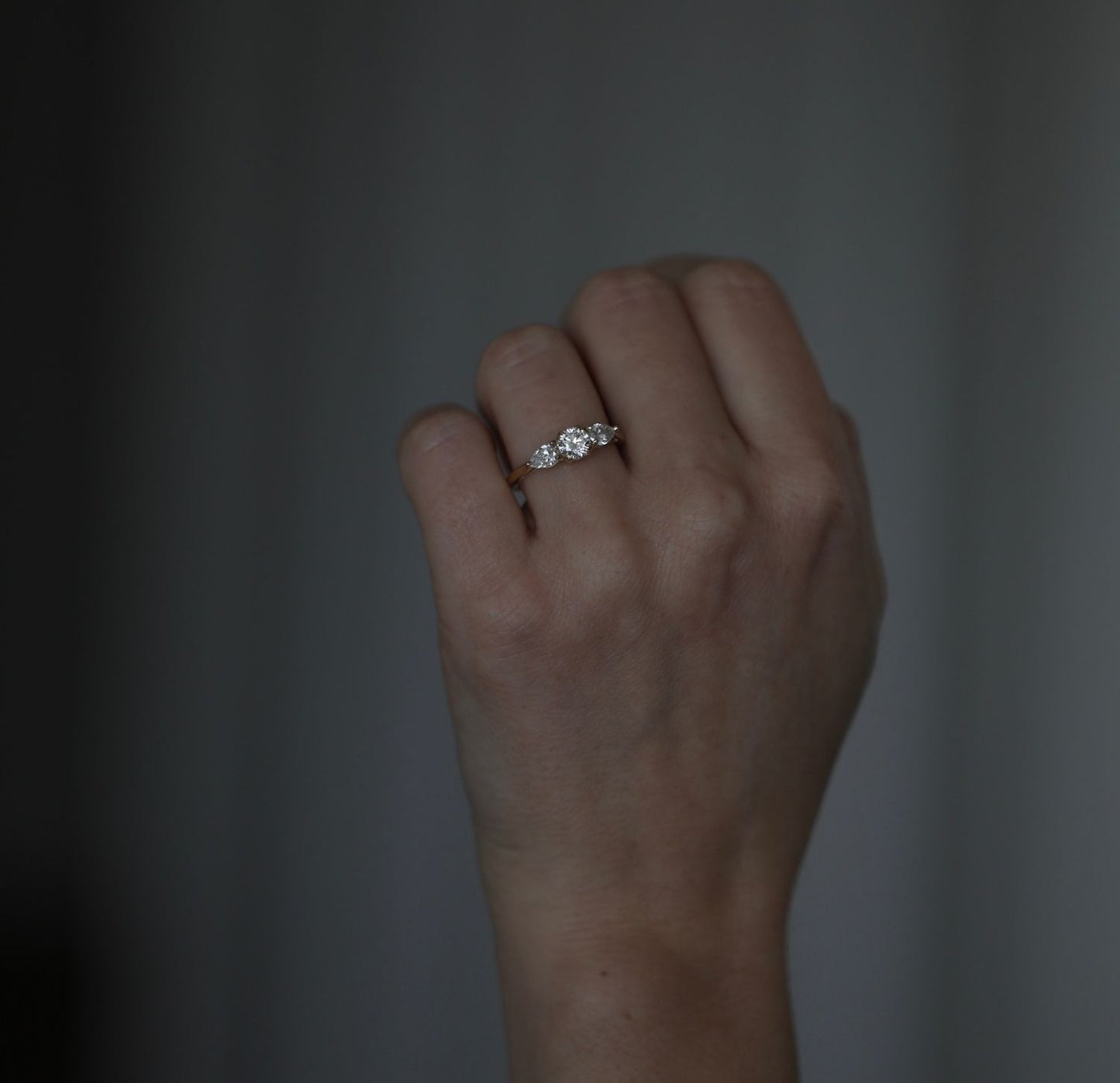 0.50 CT Round Three Stones Lab Grown Diamond Engagement Ring