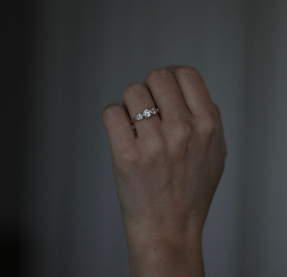 0.50 CT Round Three Stones Lab Grown Diamond Engagement Ring