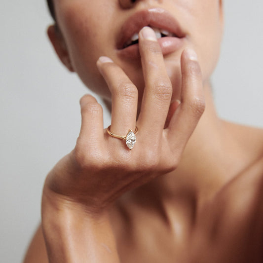 Stunning 1 CT Marquise Moissanite Engagement Ring with Solitaire Design 3