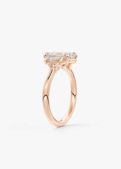Emerald Three Stone Lab Grown Diamond Engagement Ring