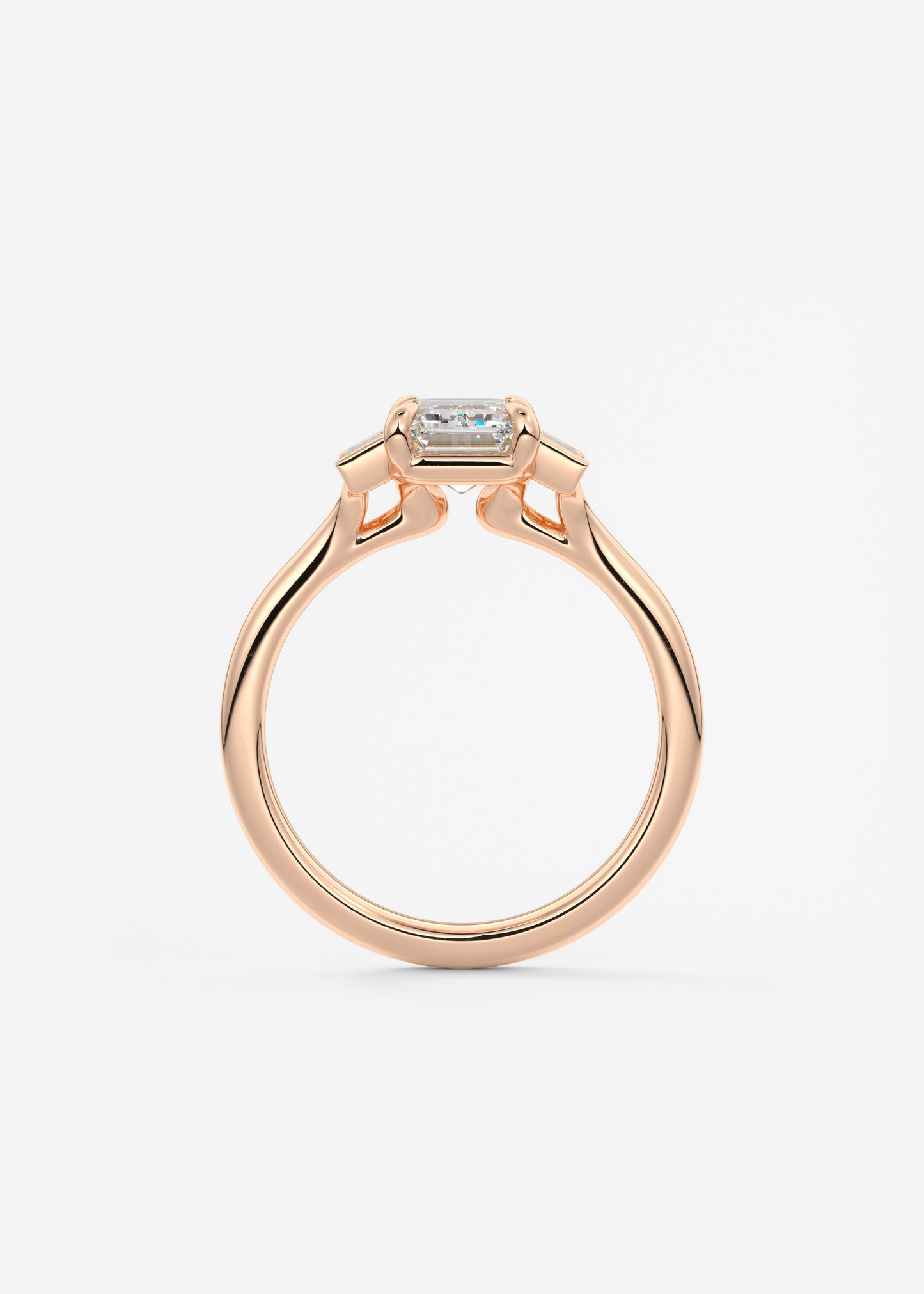 Emerald Three Stone Lab Grown Diamond Engagement Ring