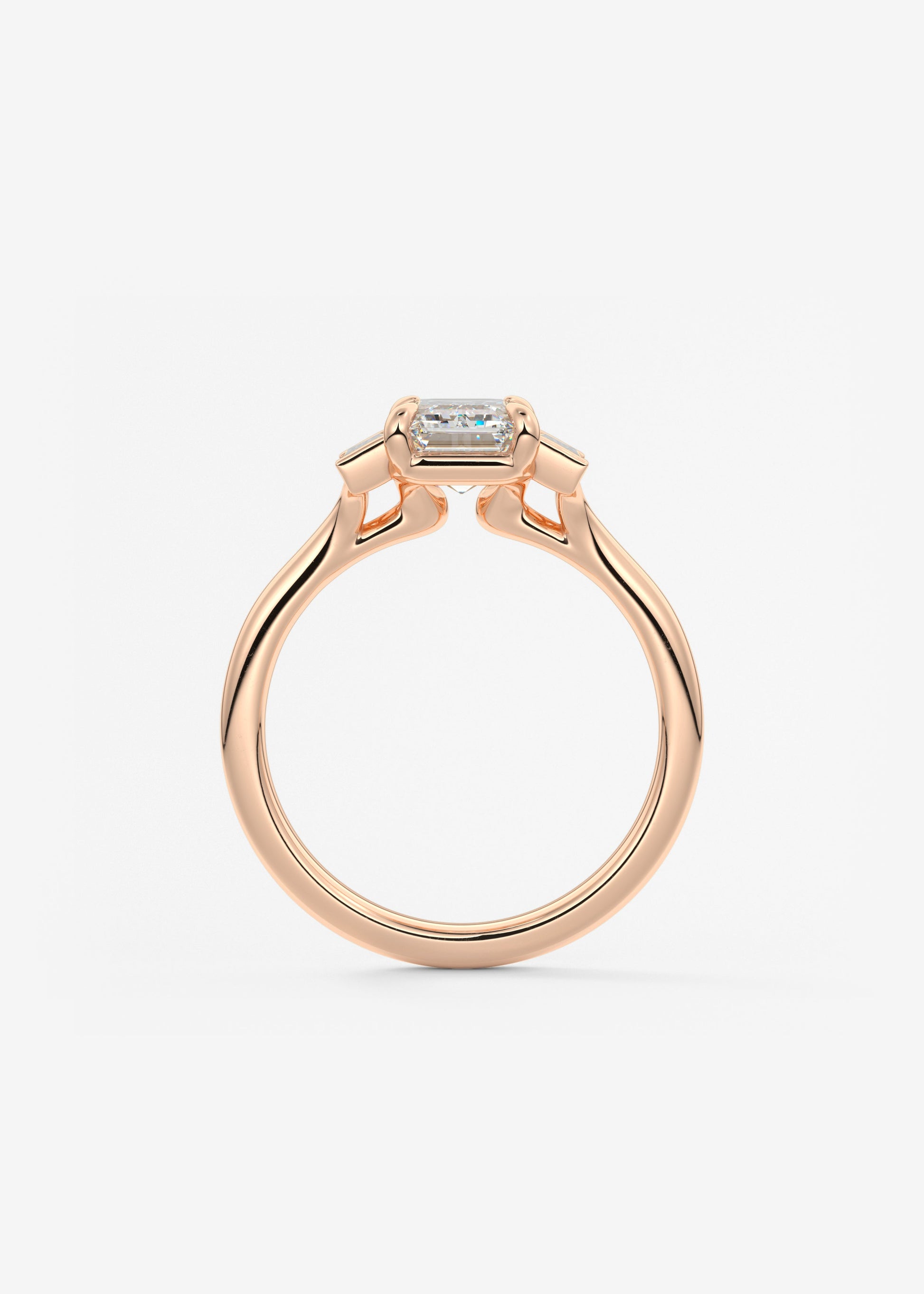 Emerald Three Stone Lab Grown Diamond Engagement Ring