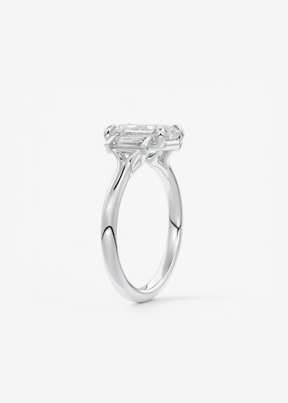 Emerald Three Stone Lab Grown Diamond Engagement Ring