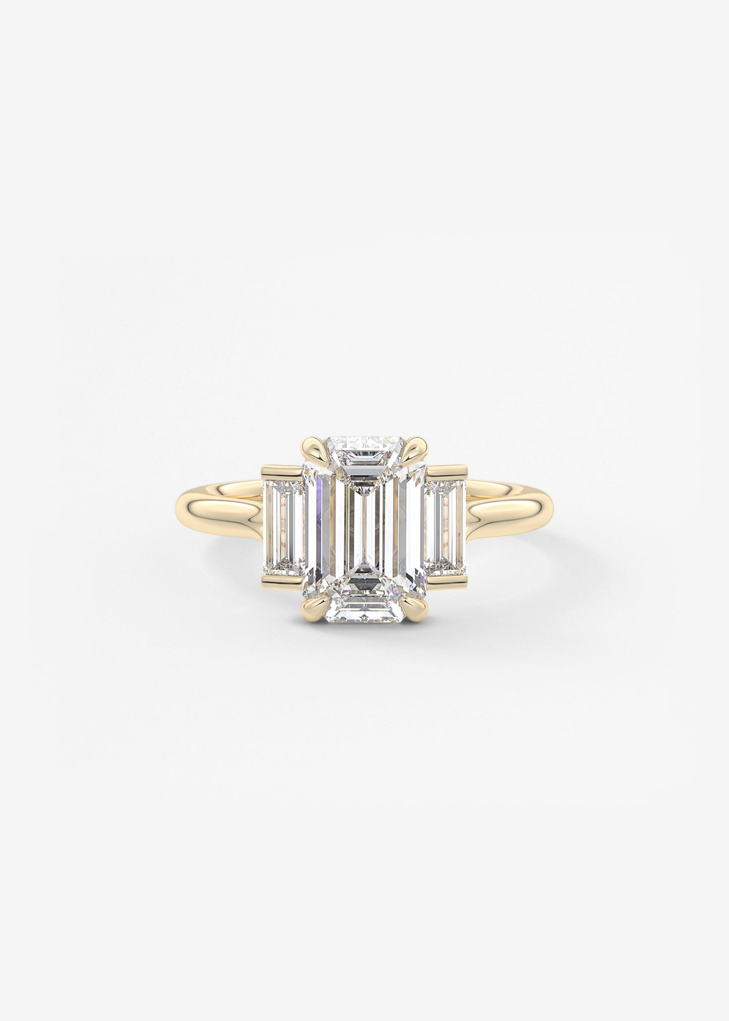 Emerald Three Stone Lab Grown Diamond Engagement Ring