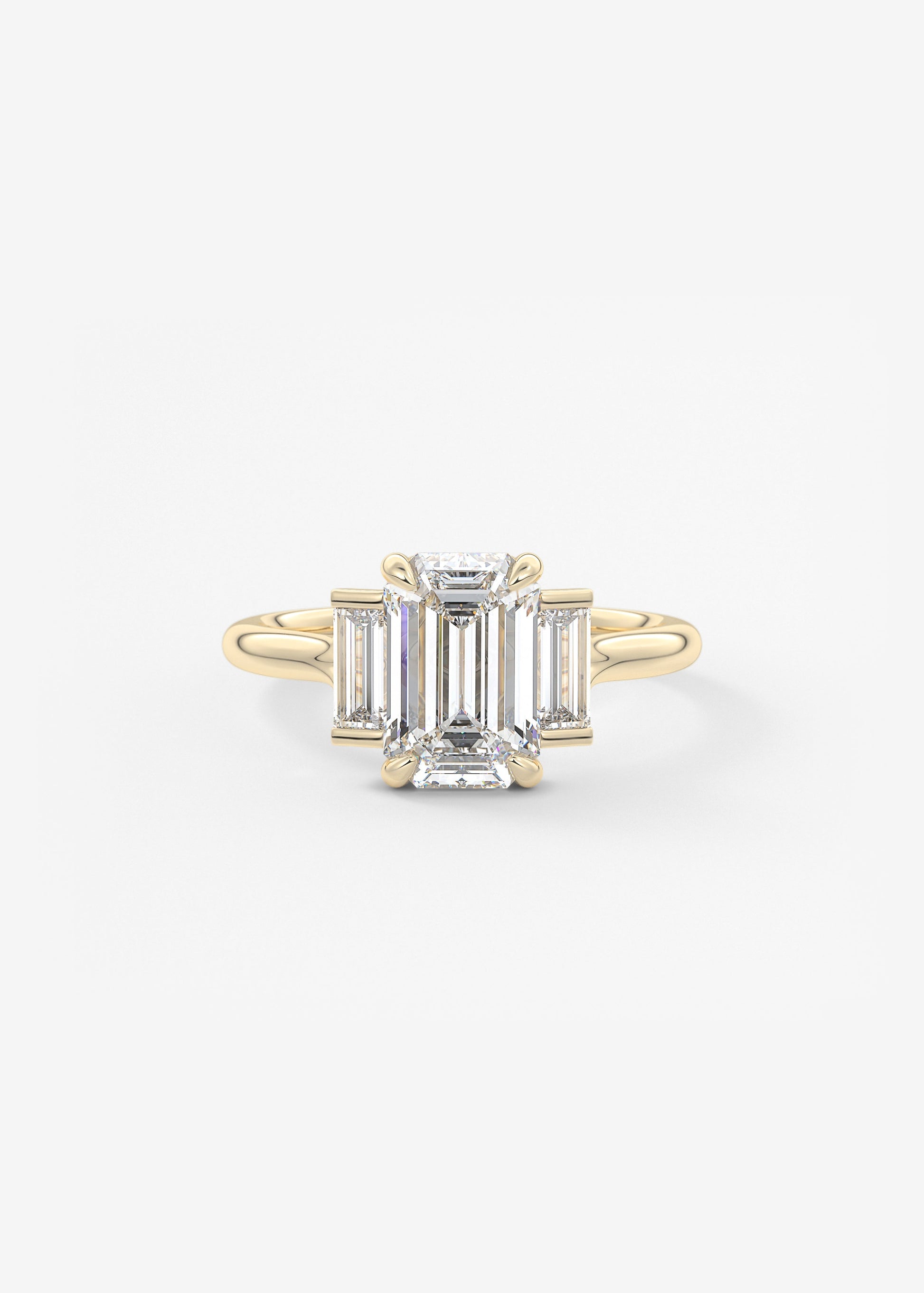 Emerald Three Stone Lab Grown Diamond Engagement Ring