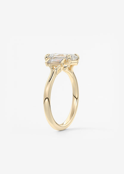 Emerald Three Stone Lab Grown Diamond Engagement Ring
