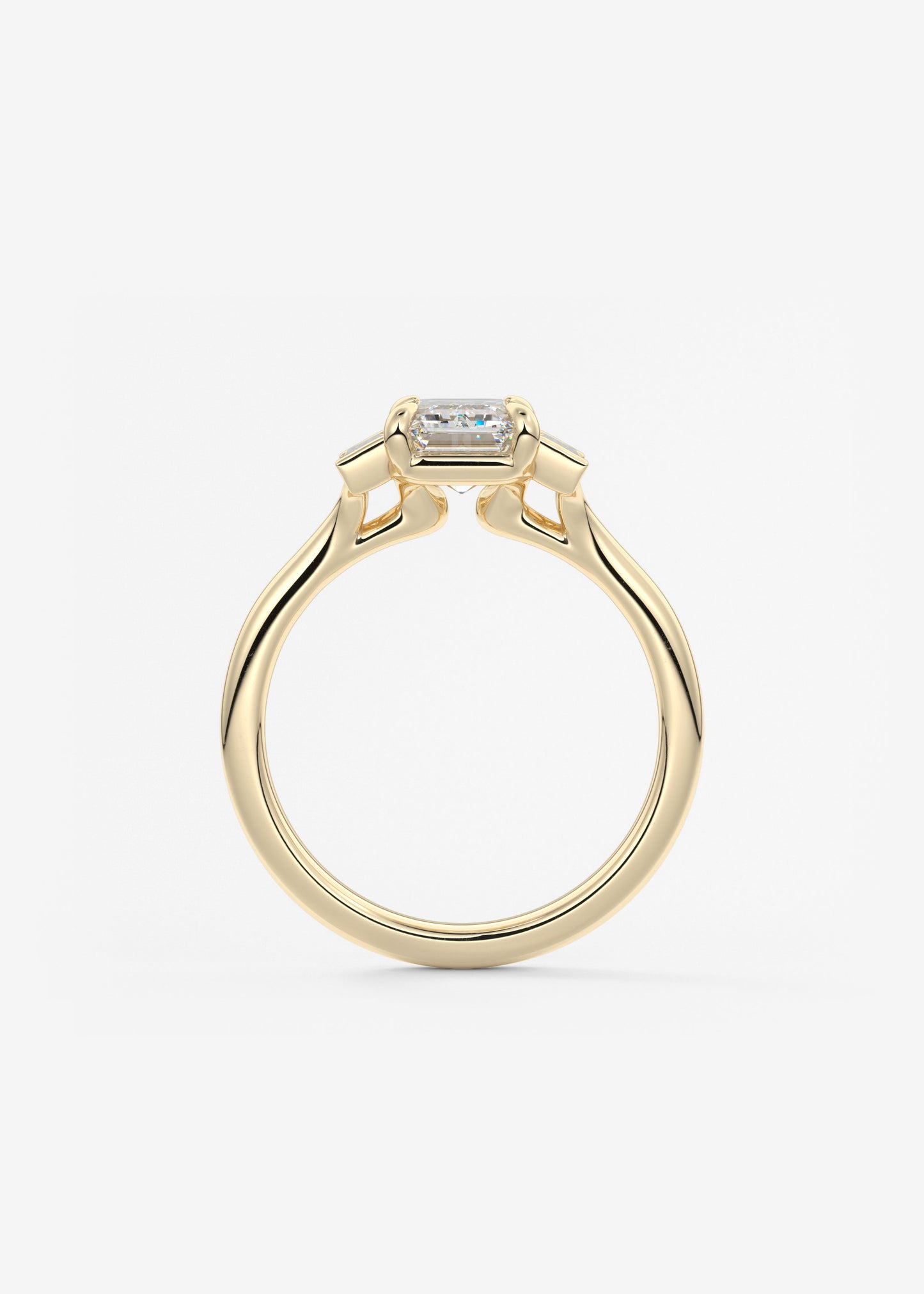 Emerald Three Stone Lab Grown Diamond Engagement Ring