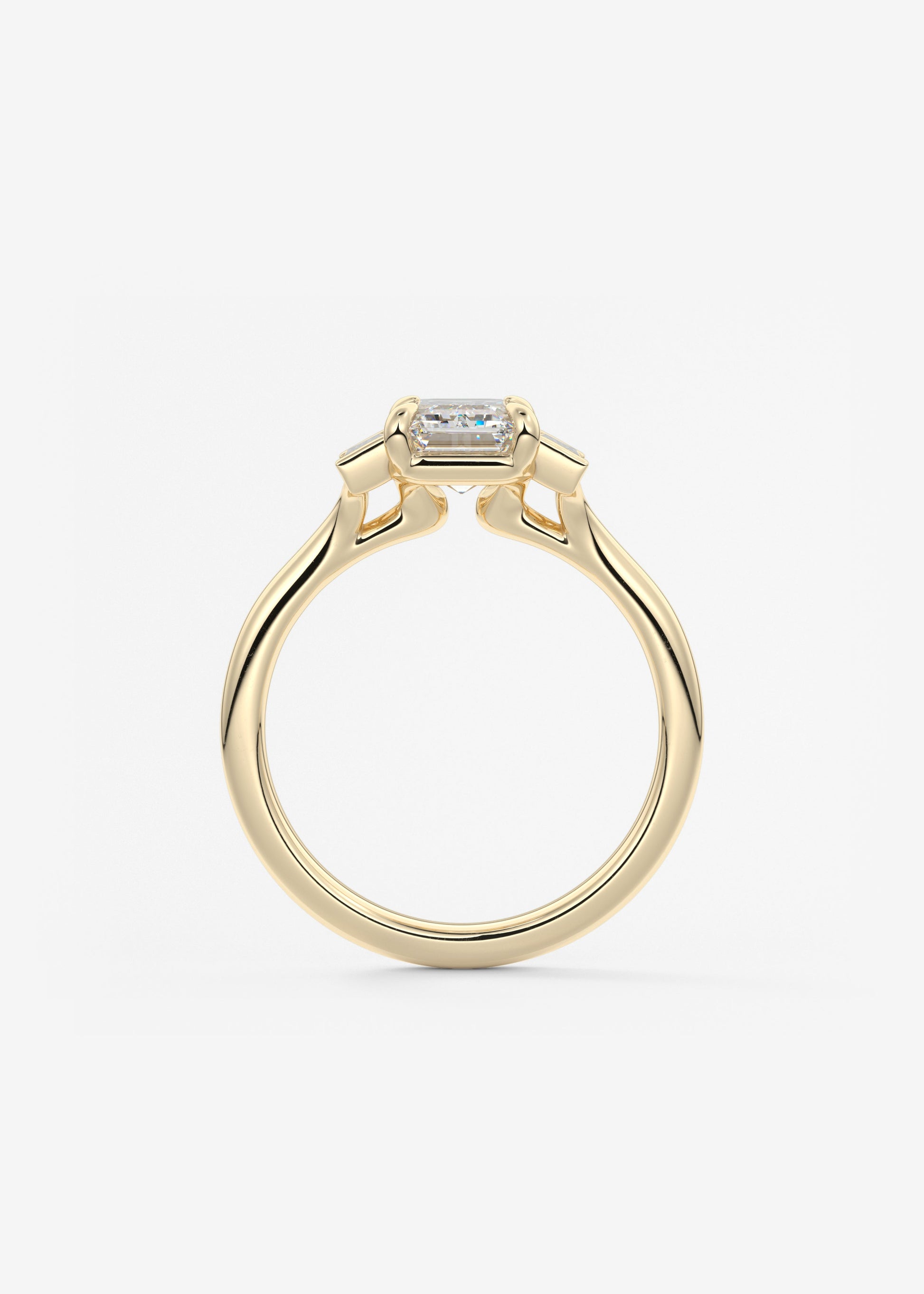 Emerald Three Stone Lab Grown Diamond Engagement Ring
