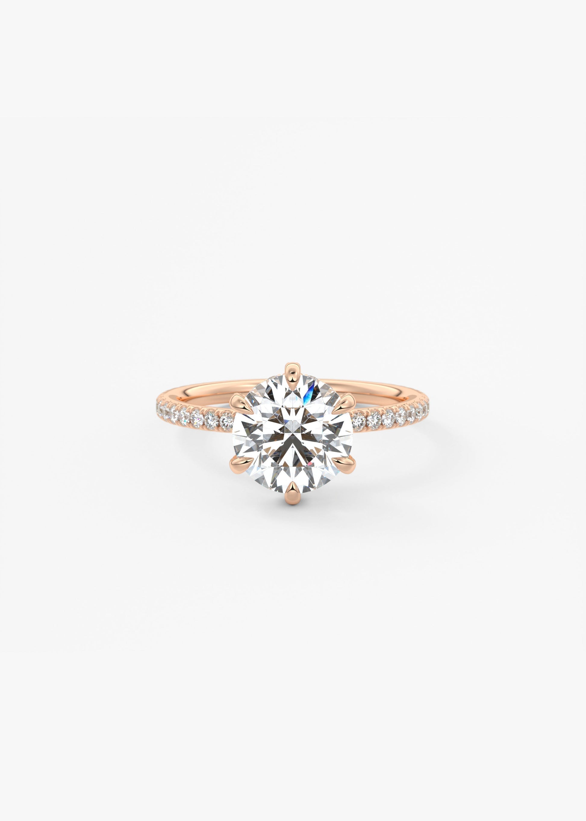 Round Pave Lab Grown Diamond Engagement Ring