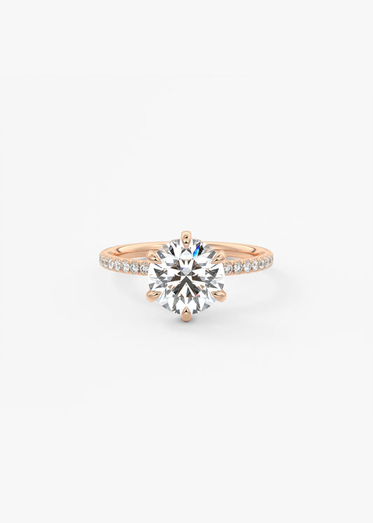 Round Pave Lab Grown Diamond Engagement Ring