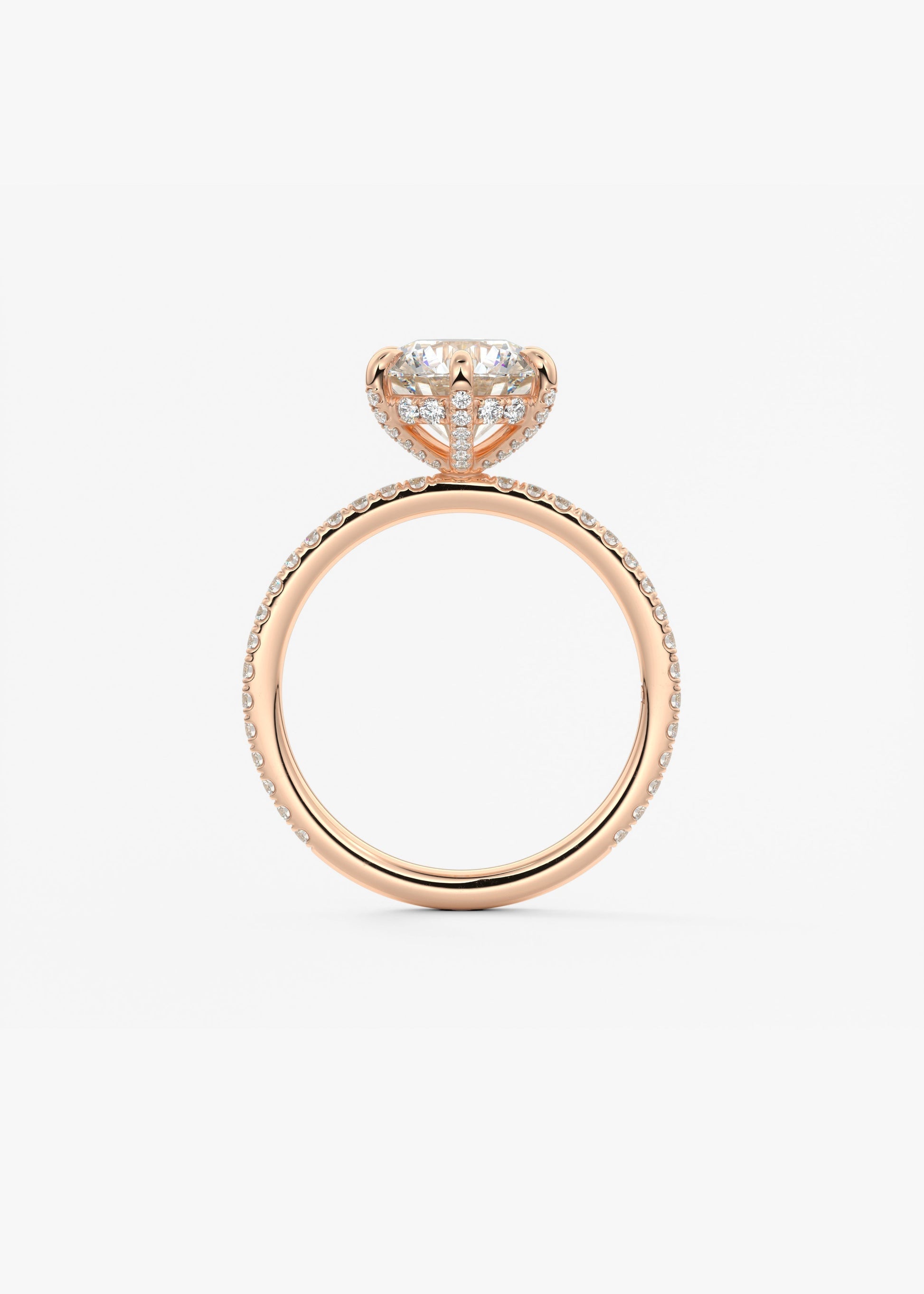 Round Pave Lab Grown Diamond Engagement Ring